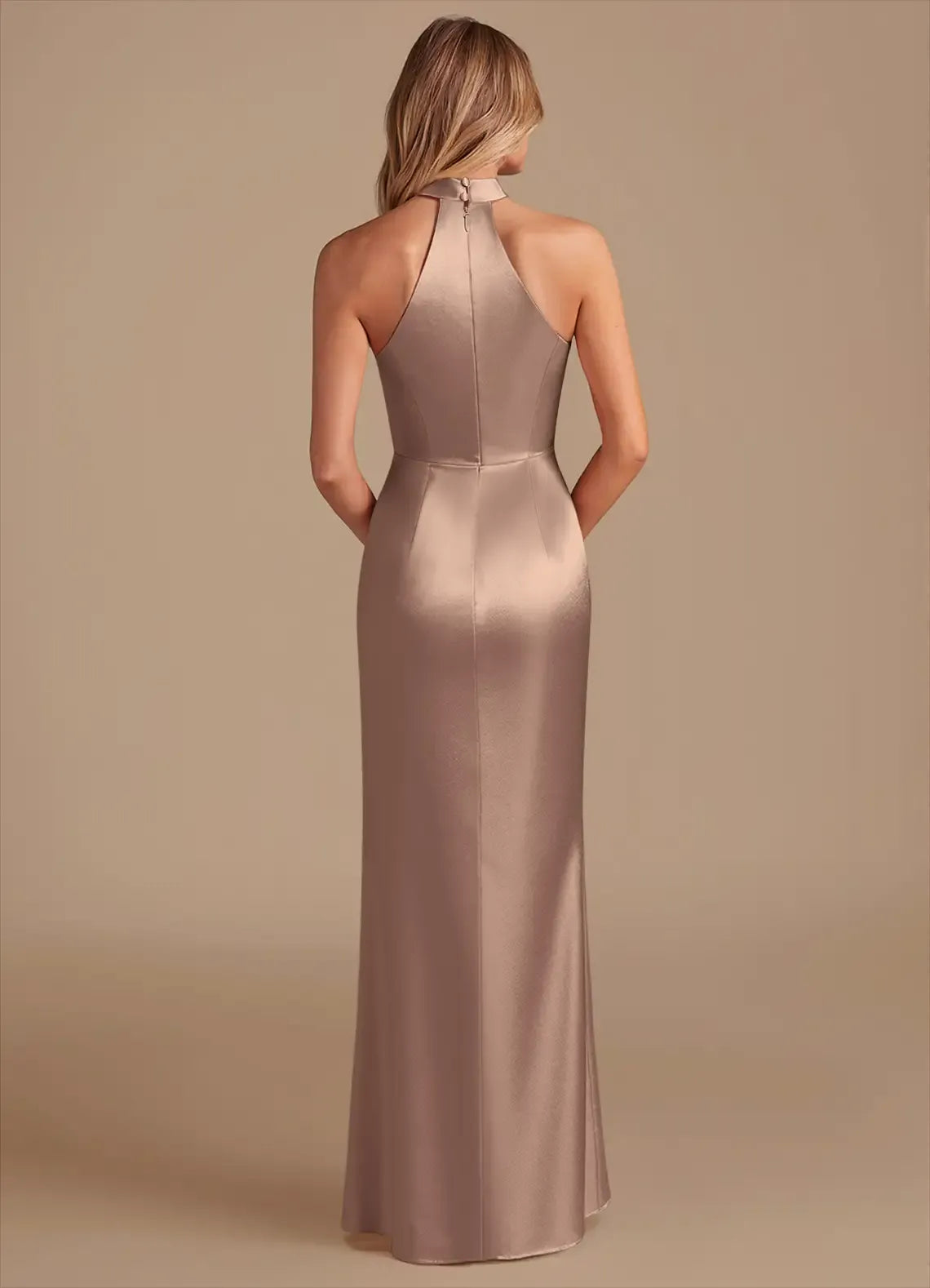 Mermaid Halter Satin High Slit Wedding Dress - Yihuiw by Yihuiw