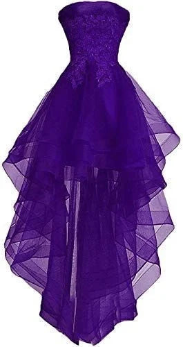 Hi-Lo Dresses Short Formal Evening Gowns prom dresses simple gentle atmospheric and unique desi Bring summer colors to enhance whiteness by YiHuiw