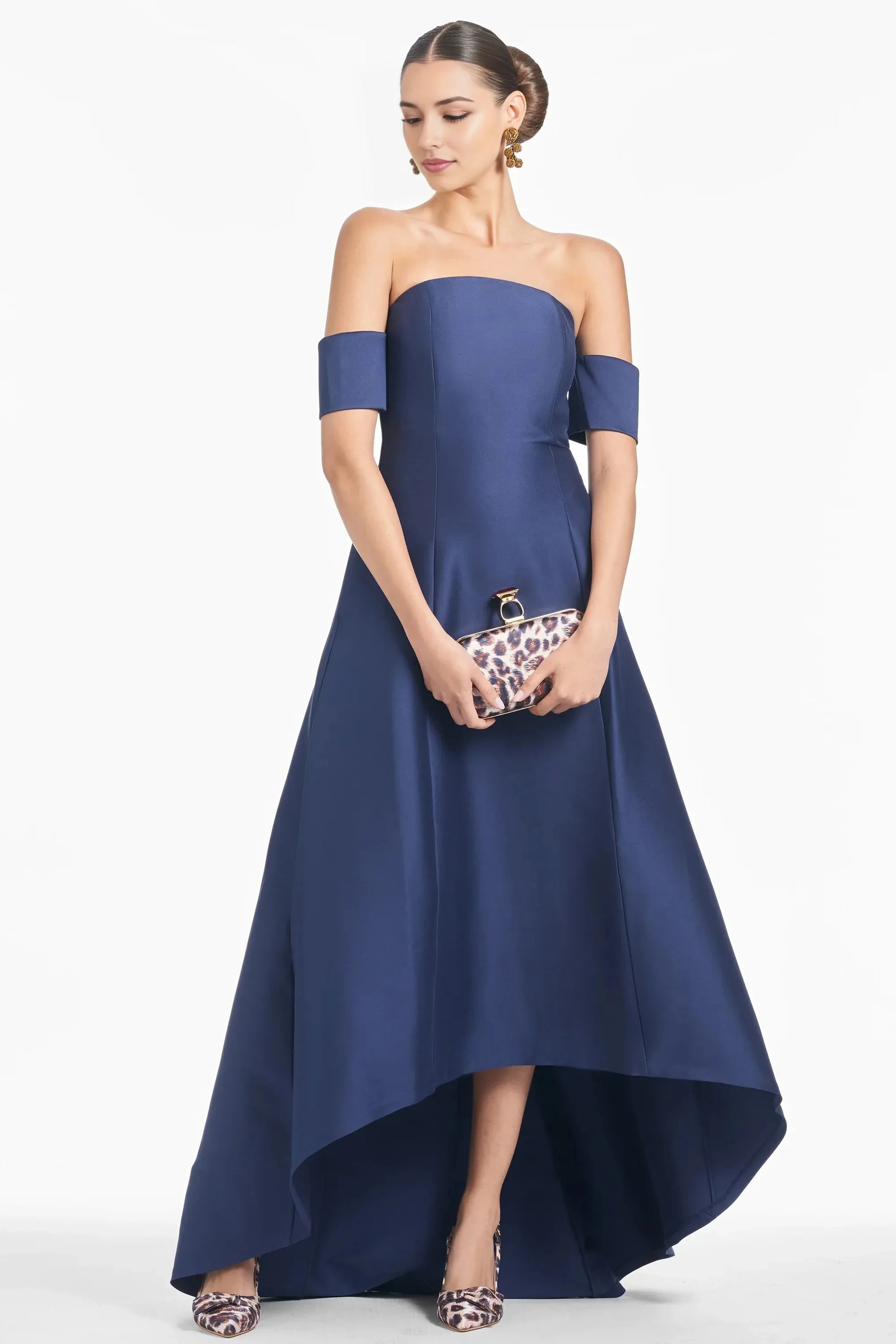 High Low A Line Off the Shoulder Short Sleeve Zipper Back Floor Length Female Evening Dress by YiHuiw