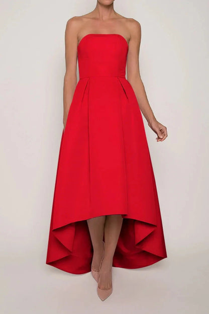 High Low A Line Strapless Sleeveless Zipper Back Floor Length For Sale Evening Dress by YiHuiw
