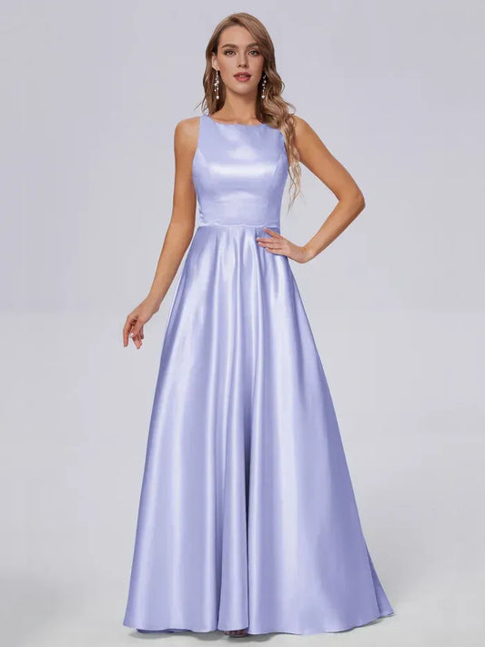 A-Line Spaghetti Strap Satin Floor-Length Wedding Dress - Yihuiw by Yihuiw
