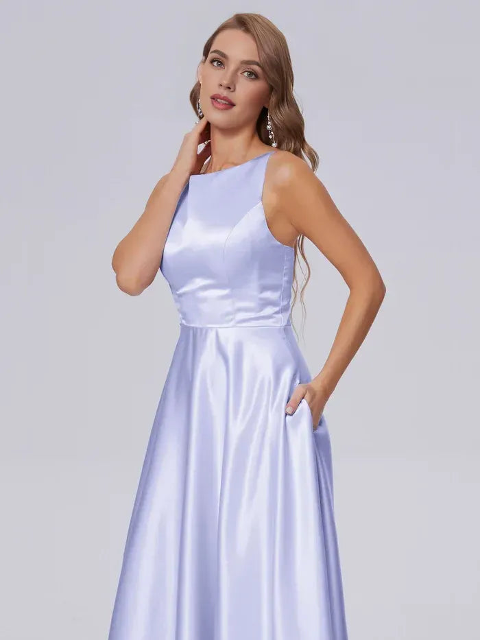 A-Line Spaghetti Strap Satin Floor-Length Wedding Dress - Yihuiw by Yihuiw