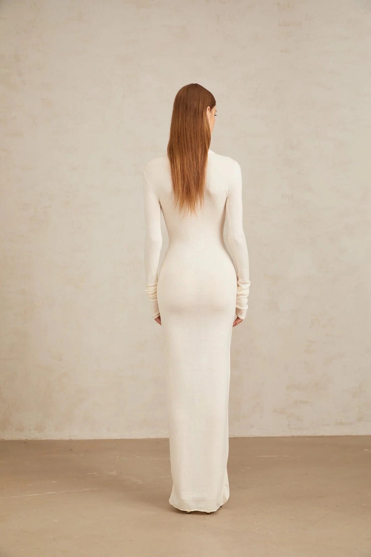Ivory Turtleneck Maxi Dress with Draped Front Detail White Ruched Turtleneck Maxi Dress Evening Dress by YiHuiw