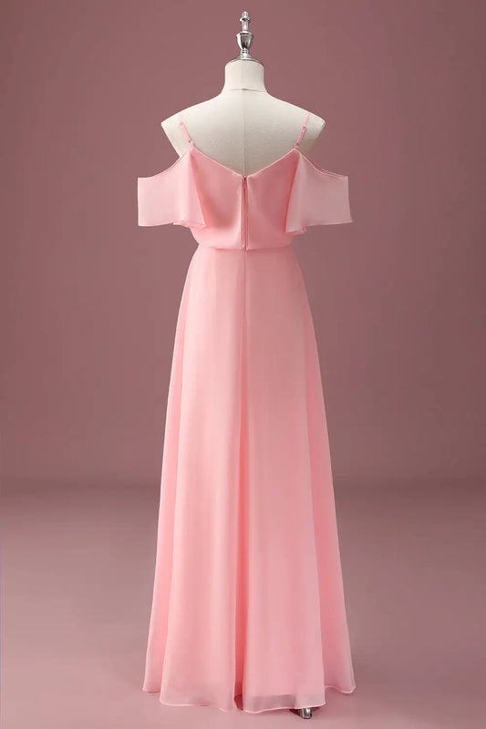 A-Line Spaghetti Strap Cold Shoulder Ruched Wedding Dress - Yihuiw by Yihuiw