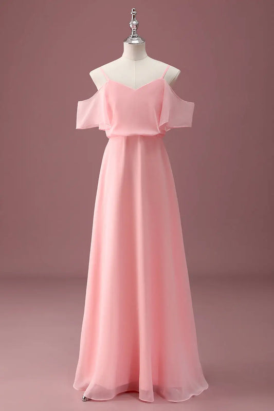 A-Line Spaghetti Strap Cold Shoulder Ruched Wedding Dress - Yihuiw by Yihuiw