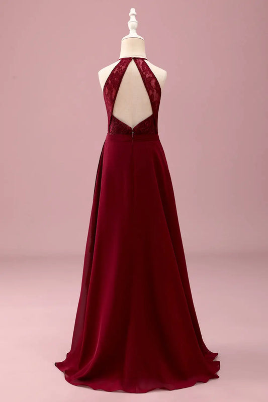 A-Line Halter Lace Sleeveless Backless Wedding Dress - Yihuiw by Yihuiw