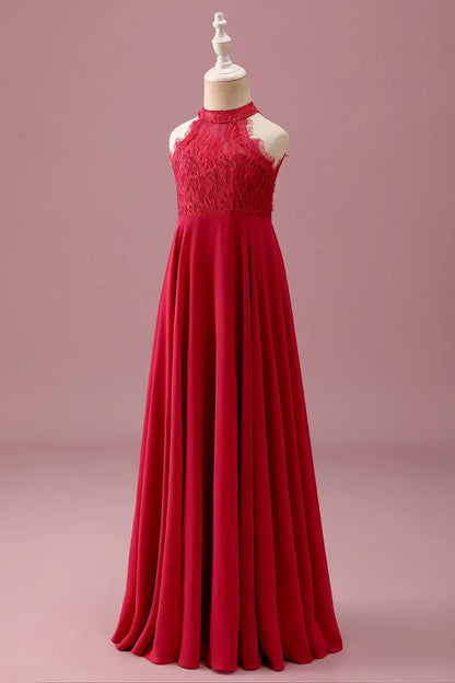 Red A-Line Halter Lace Sleeveless Backless Ruched Wedding Dress - Yihuiw by Yihuiw