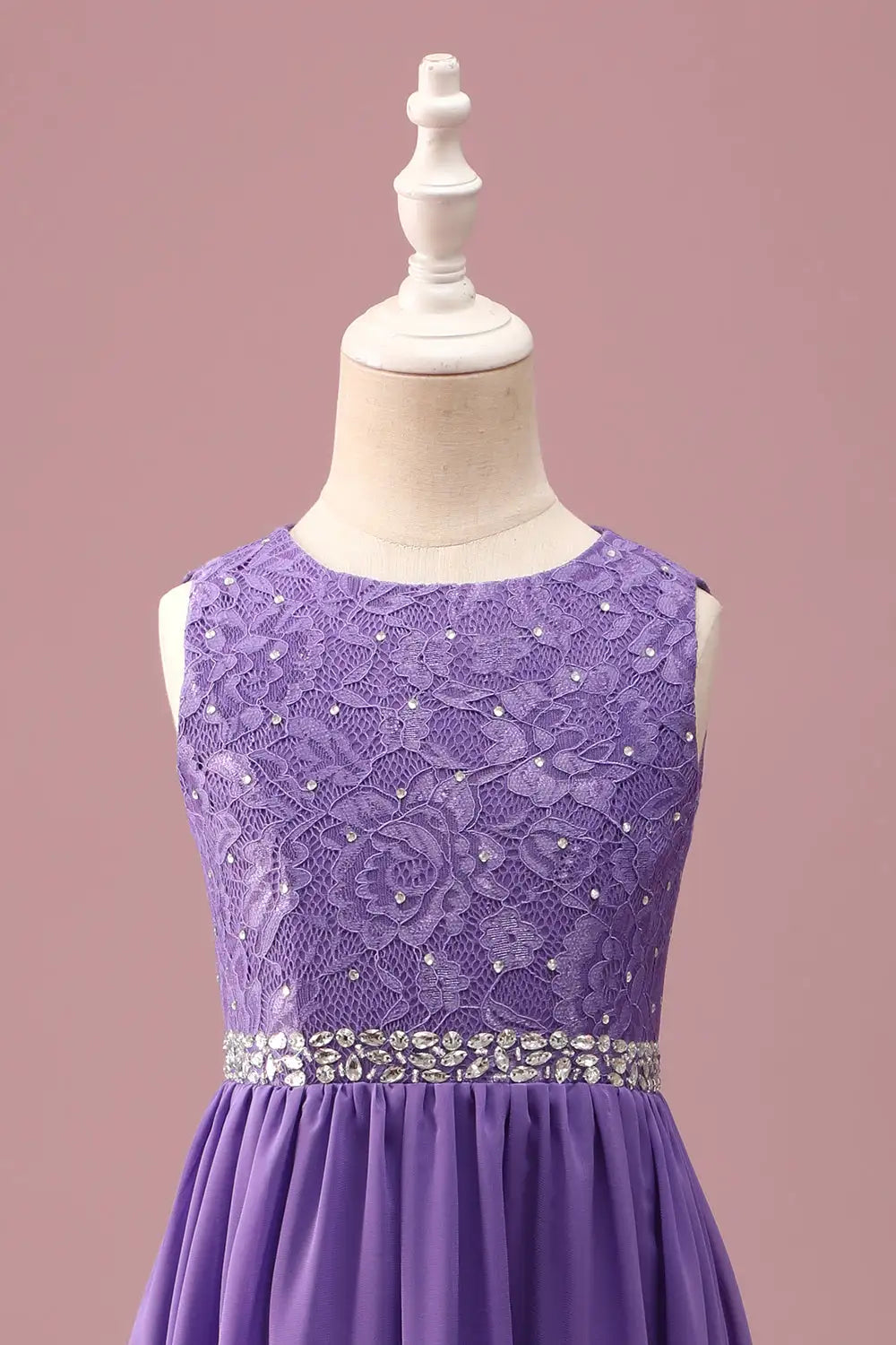 A-Line Lace Sleeveless Rhinestone Wedding Dress - Yihuiw by Yihuiw