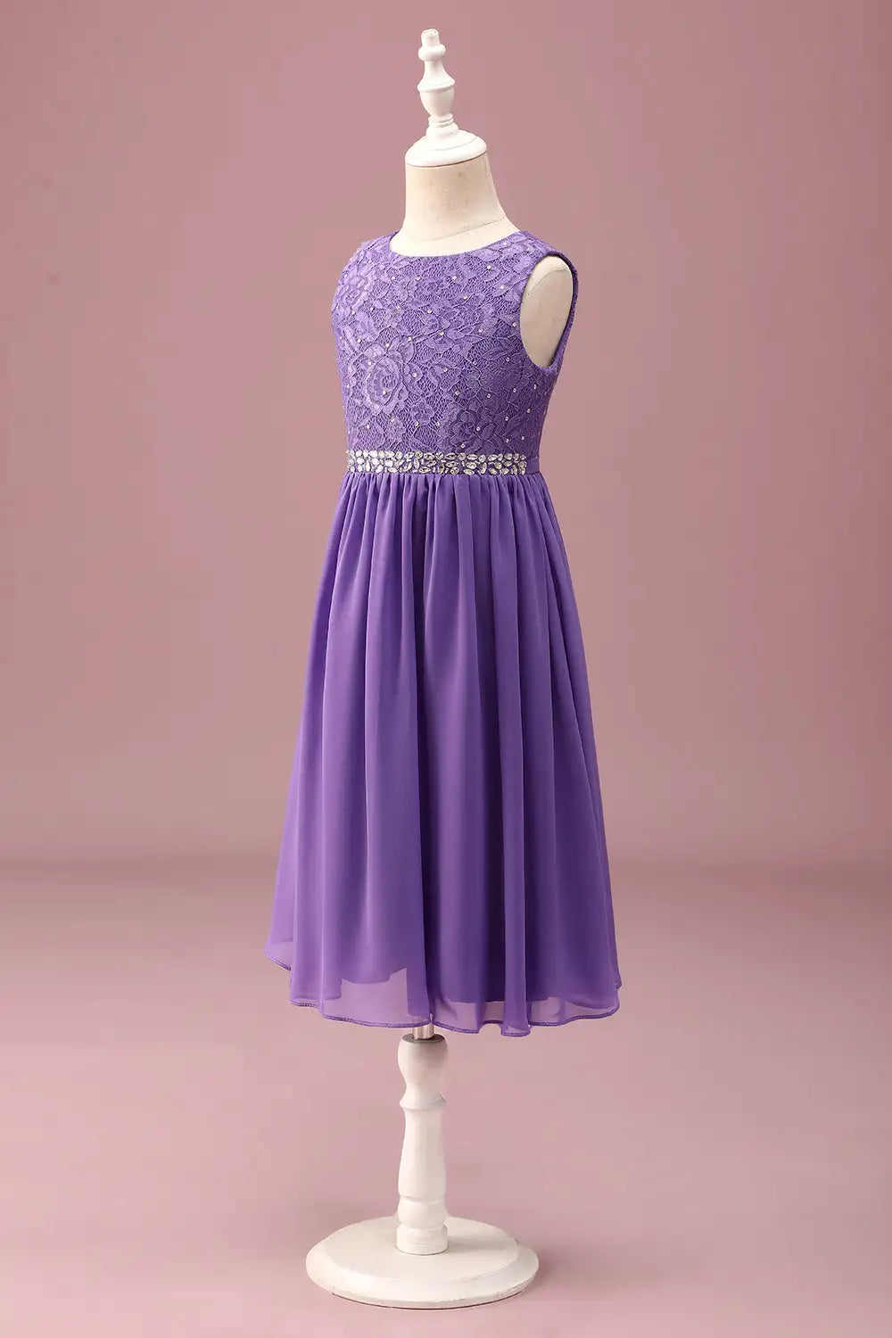 A-Line Lace Sleeveless Rhinestone Wedding Dress - Yihuiw by Yihuiw