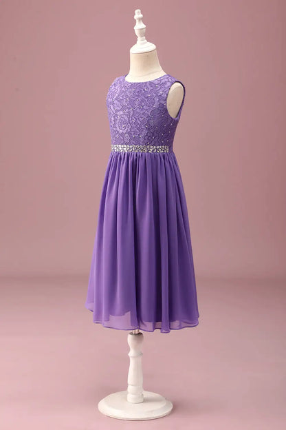 A-Line Lace Sleeveless Rhinestone Wedding Dress - Yihuiw by Yihuiw