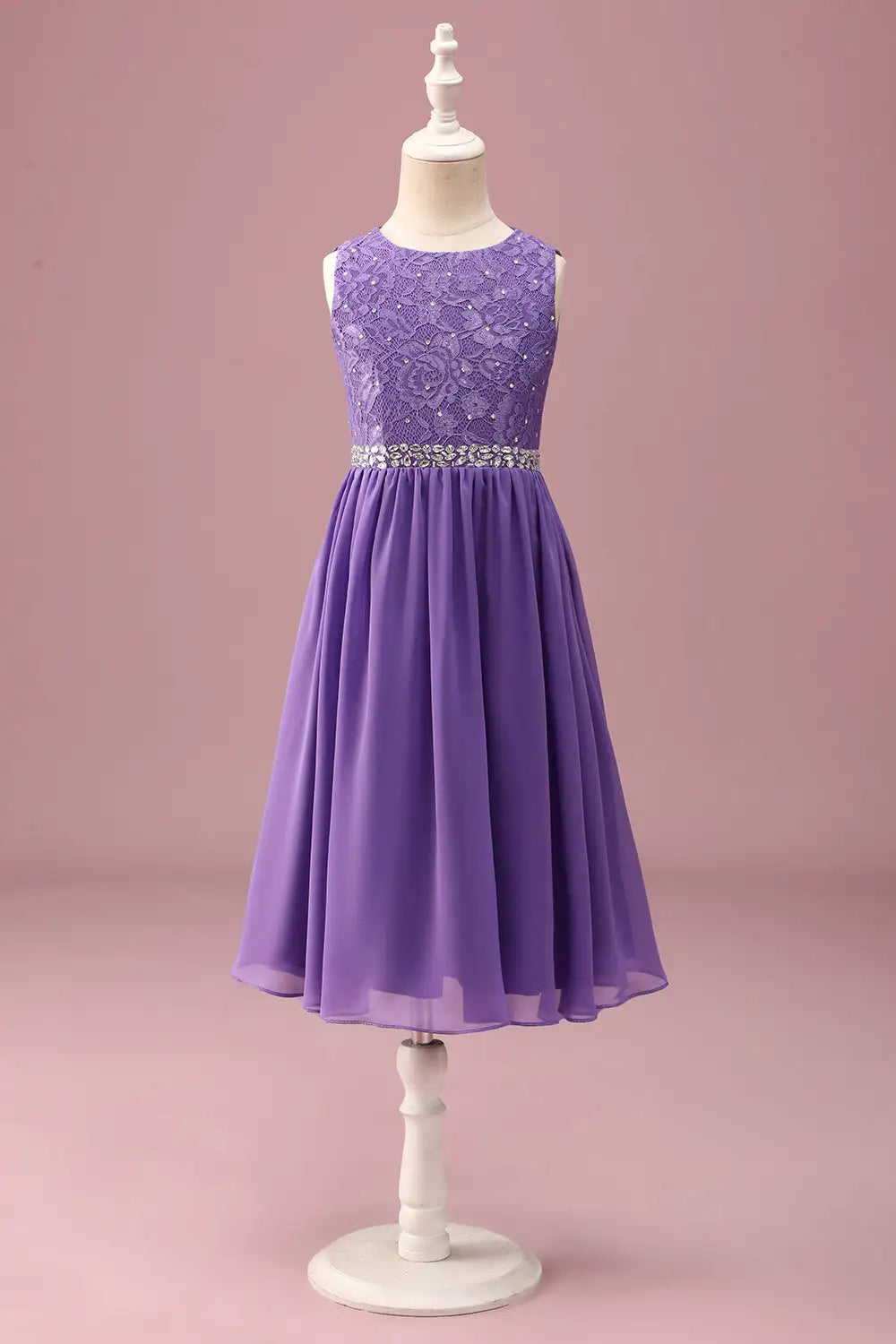 A-Line Lace Sleeveless Rhinestone Wedding Dress - Yihuiw by Yihuiw
