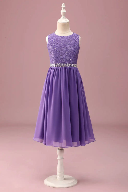 A-Line Lace Sleeveless Rhinestone Wedding Dress - Yihuiw by Yihuiw