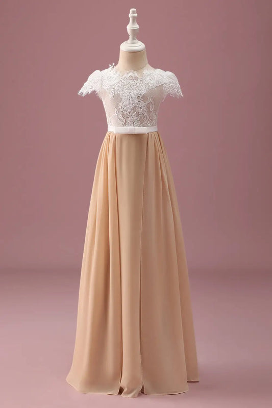A-Line Lace Cap Sleeve Pleated Wedding Dress - Yihuiw by Yihuiw