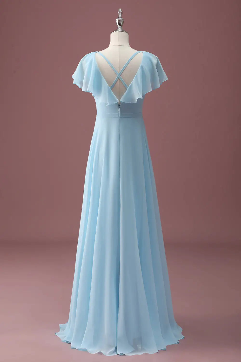 A-Line V-Neck Backless Ruched Wedding Dress - Yihuiw by Yihuiw