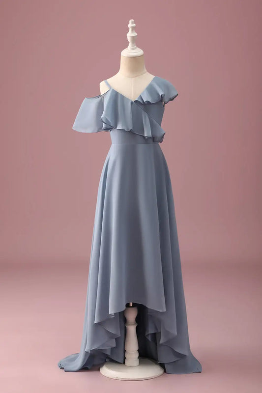 A-Line V-Neck Ruffled Wedding Dress - Yihuiw by Yihuiw