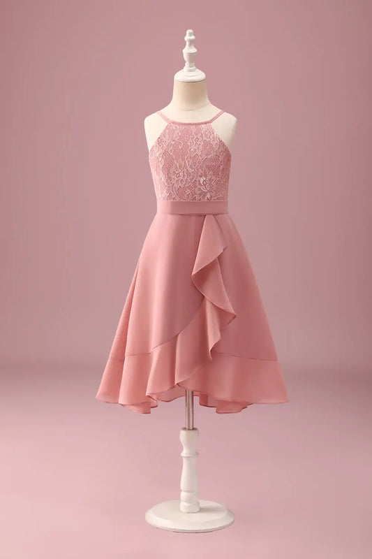 A-Line Halter Lace Backless Ruffled Wedding Dress - Yihuiw by Yihuiw