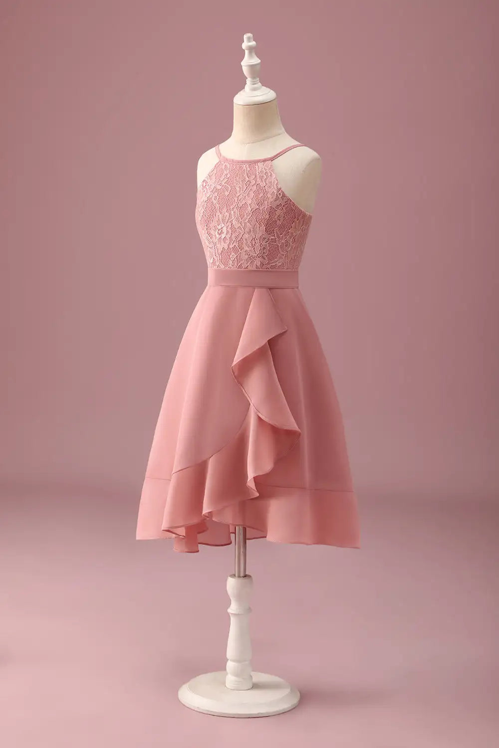 A-Line Halter Lace Backless Ruffled Wedding Dress - Yihuiw by Yihuiw