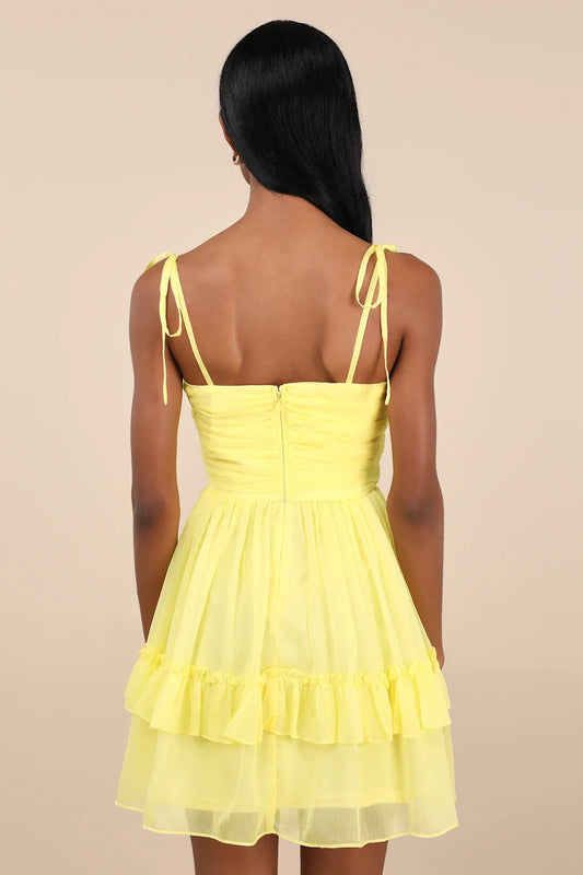 Lightweight chiffon pleated chicken heart collar with ruffled edges Homecoming Dresses