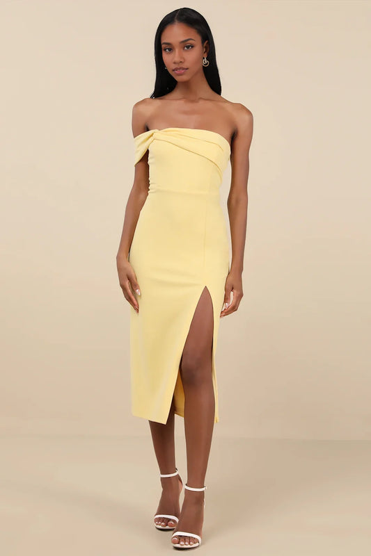 Unique single shoulder slim fit medium length stretch crepe knit single shoulder collar Homecoming Dresses