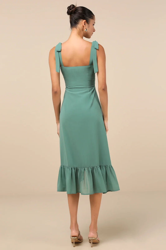 Unique woven chiffon square neckline asymmetrical ruffle edge medium length Homecoming Dresses
