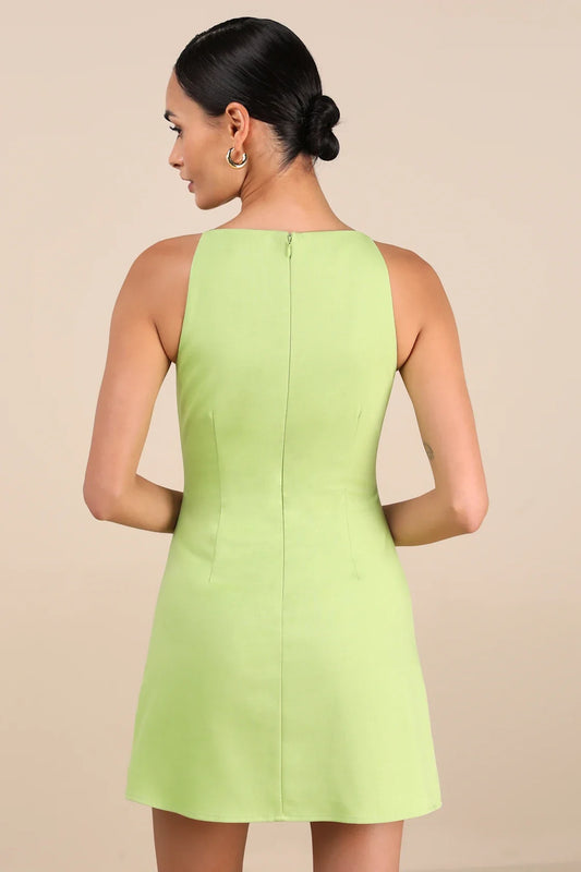Exquisite and elegant sleeveless pleated tight corset apron style collar A-line silhouette crepe woven Homecoming Dresses