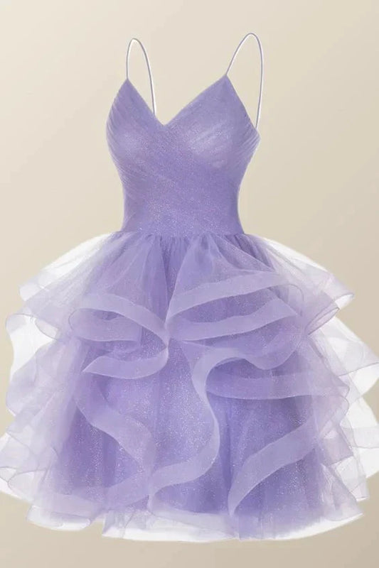 Lavender short a-line party dress homecoming dress simple gentle atmospheric and unique desi Brin by YiHuiw