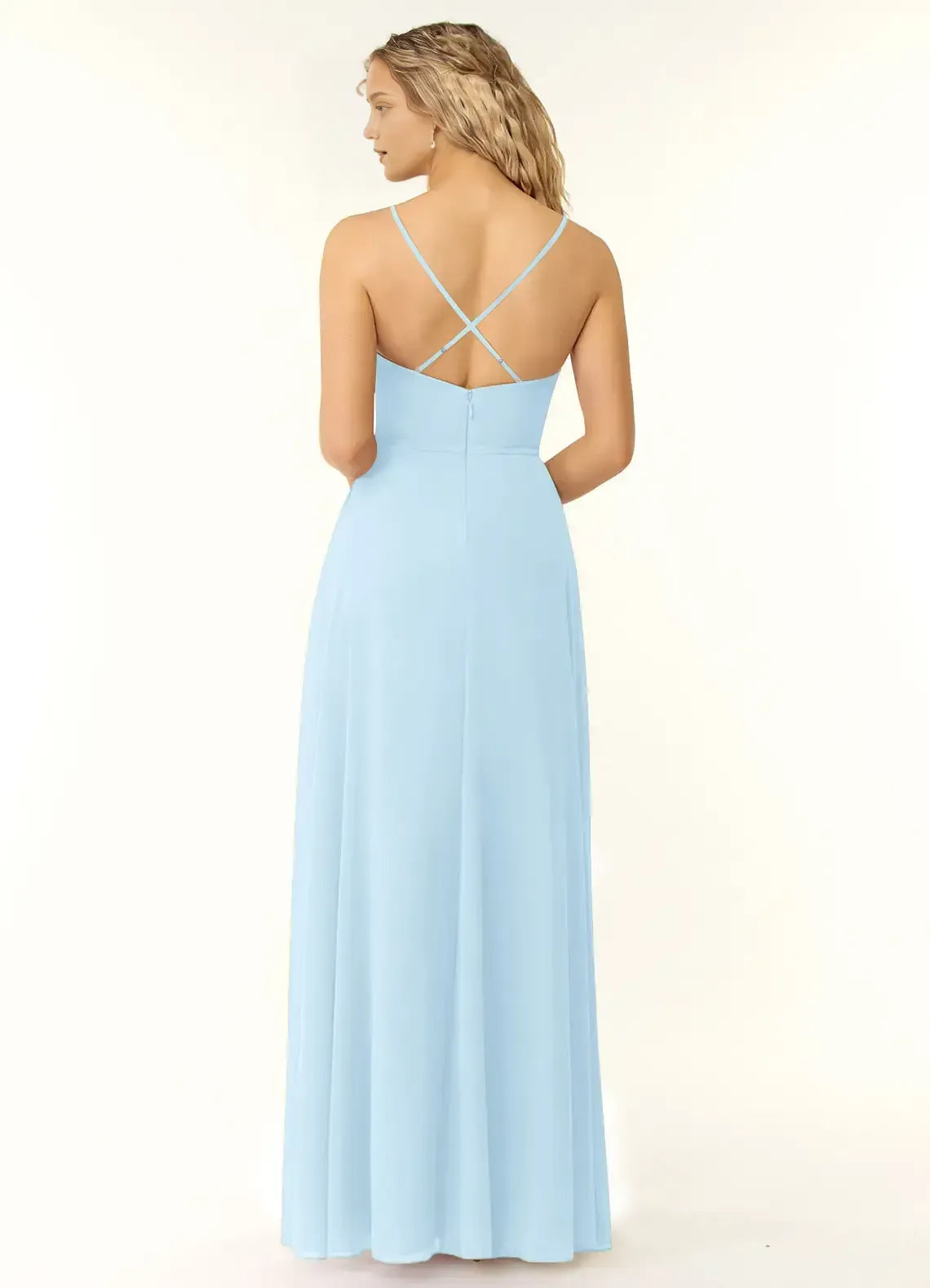 Light Blue A-Line Sweetheart High Slit Floor-Length Wedding Dress - Yihuiw by Yihuiw