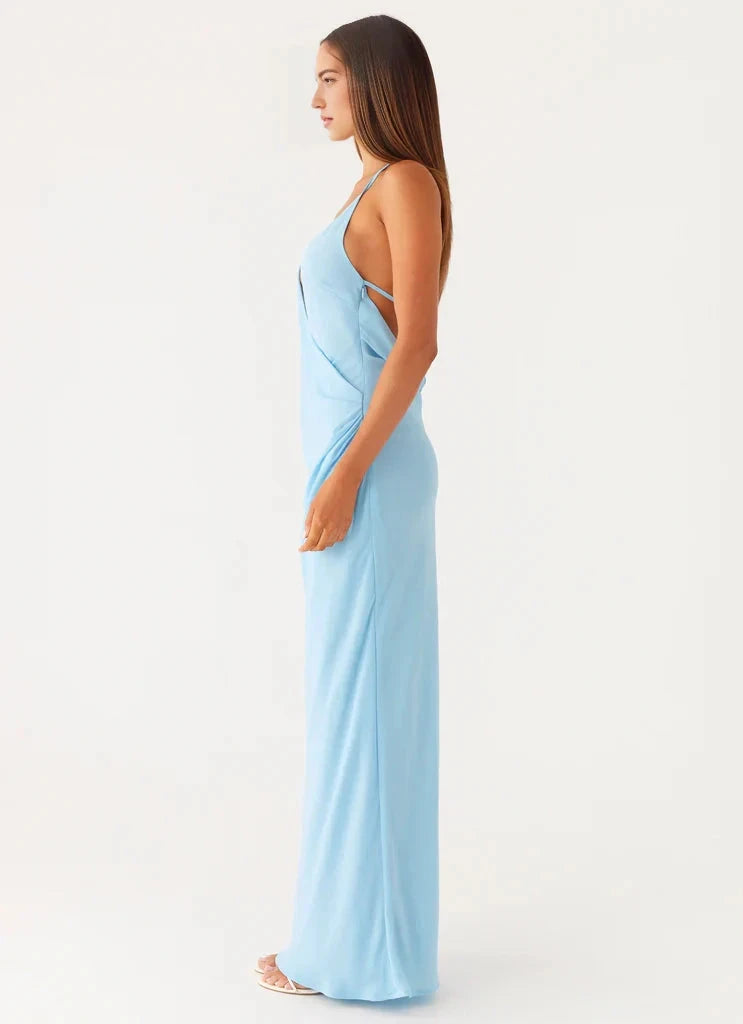 Light Blue Halter Neck Maxi Dress with Open Back Peppermayo Exclusive - Dress - Turquoise by YiHuiw