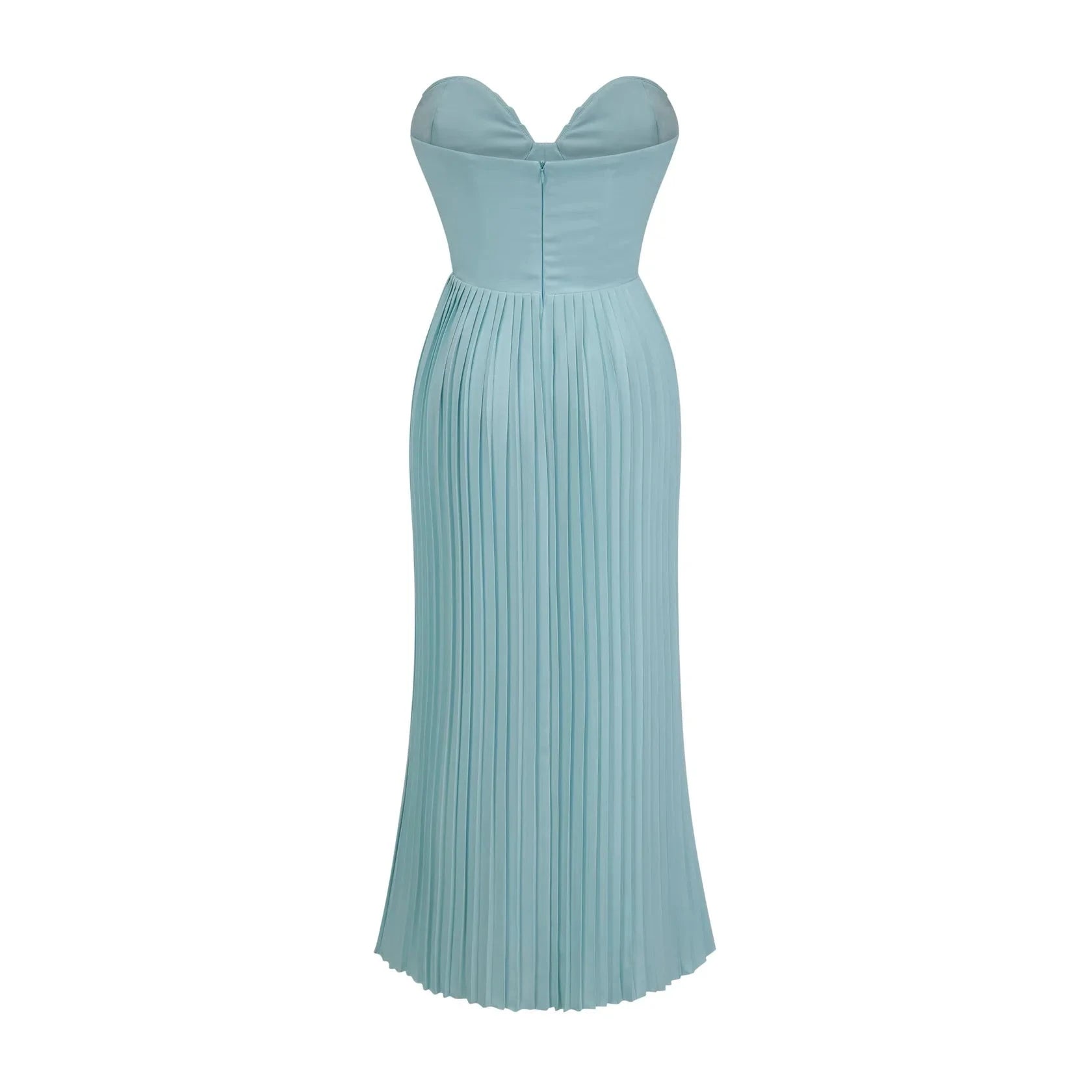 Light Blue Strapless Pleated Maxi Dress Carlotta blue pleated corset maxi dress Evening Dress by YiHuiw
