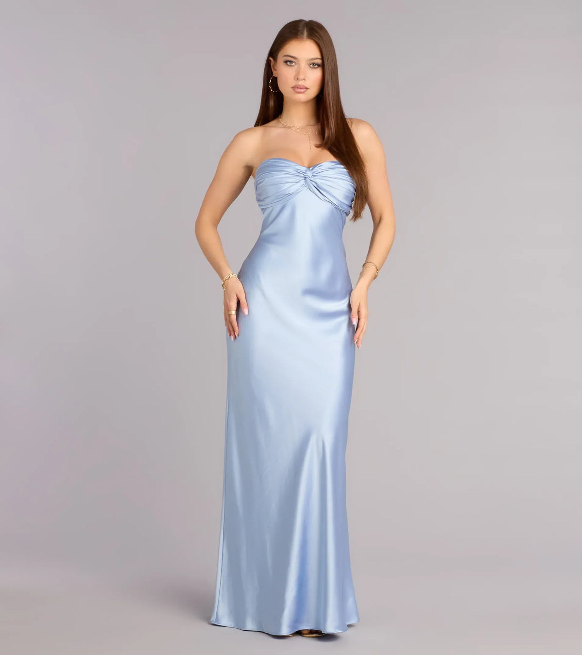 Light Blue Mermaid Strapless Floor-Length Wedding Dress - Yihuiw by Yihuiw