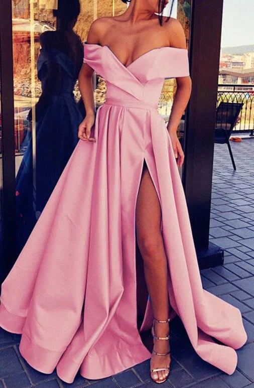 Light pink satin dress, one shoulder suitable for dinners, dances, and other events by YiHuiw
