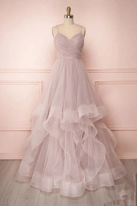 Light purple mesh dress with suspender and deep V-neck, suitable for dinners, dances and other occasions by YiHuiw