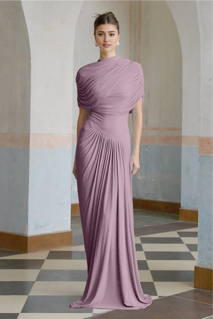Lilac Draped Asymmetric Maxi Dress Catherine asymmetrical pleated maxi dress in Purple Evening Dress by YiHuiw