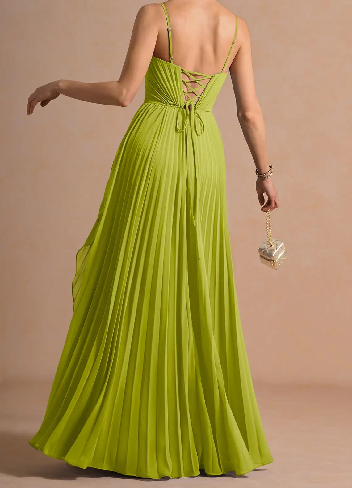 Spaghetti Strap Lace Ruffled Floor-Length Wedding Dress - Yihuiw by Yihuiw