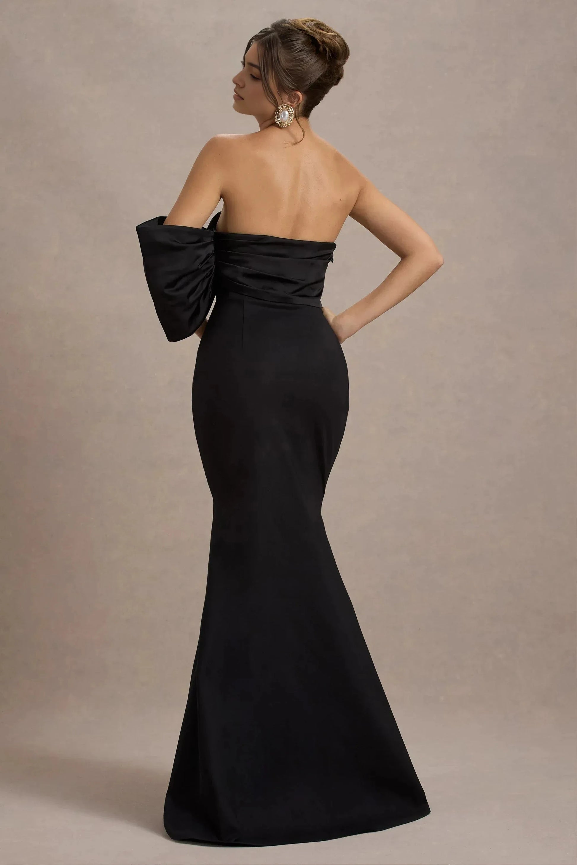 Lively Mermaid Off Shoulder Puff Sleeve Open Back Floor Length For Ladies Evening Dress by YiHuiw