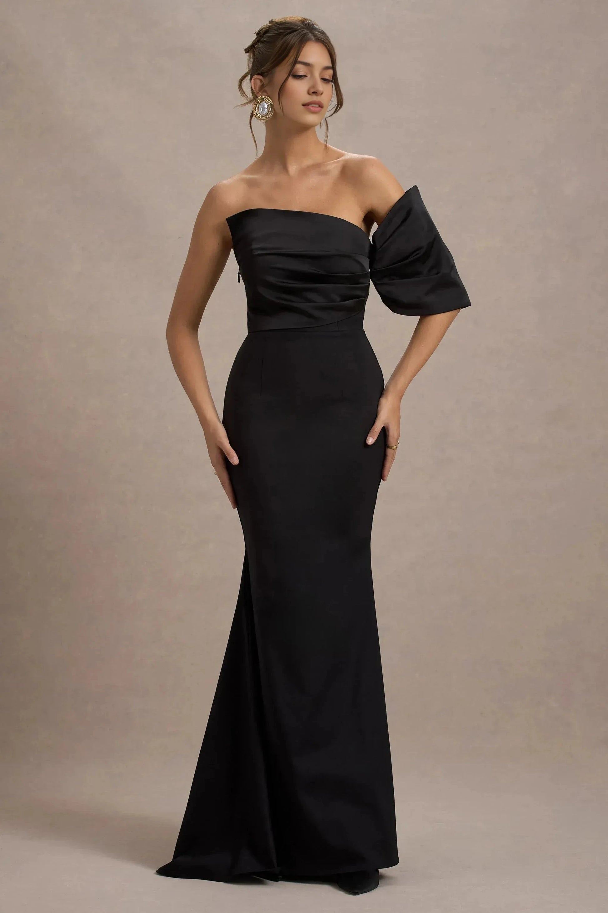 Lively Mermaid Off Shoulder Puff Sleeve Open Back Floor Length For Ladies Evening Dress by YiHuiw