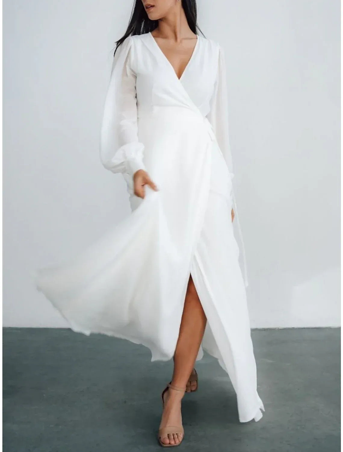 Chiffon High Slit Wedding Dress - Yihuiw by Yihuiw