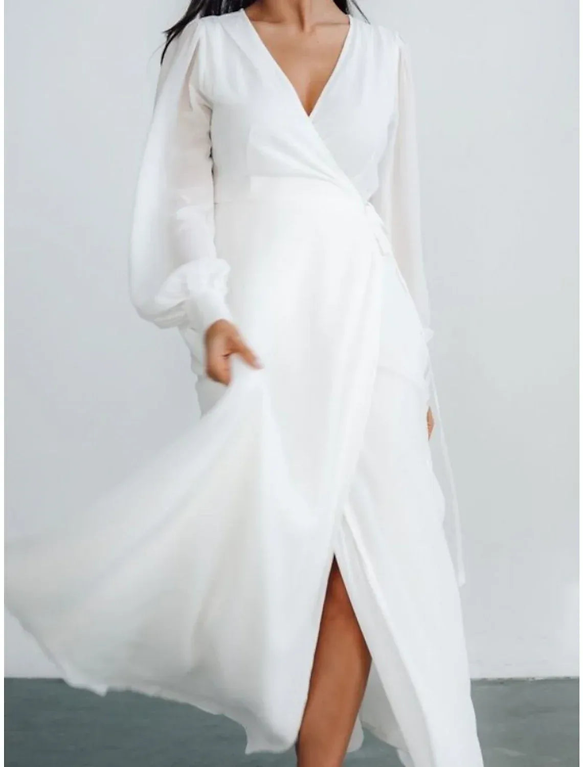 Chiffon High Slit Wedding Dress - Yihuiw by Yihuiw