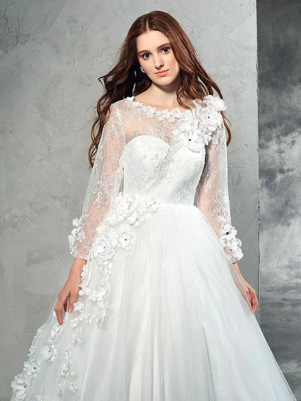 Ball Gown Illusion Tulle Wedding Gown - Yihuiw by Yihuiw