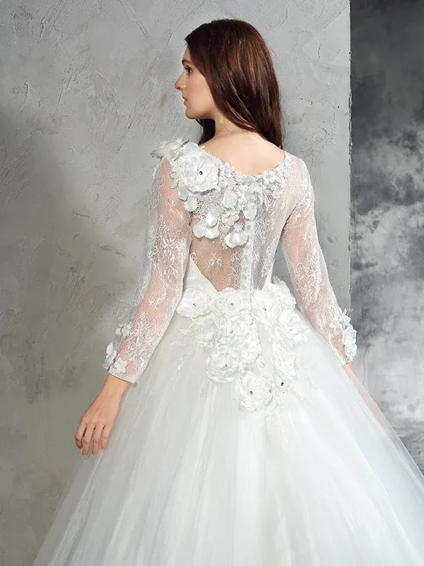 Ball Gown Illusion Tulle Wedding Gown - Yihuiw by Yihuiw