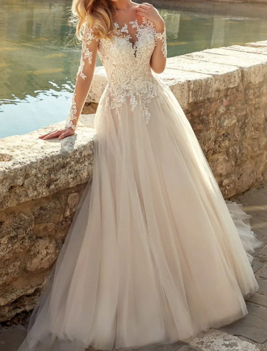 Illusion Tulle Wedding Dress - Yihuiw by Yihuiw