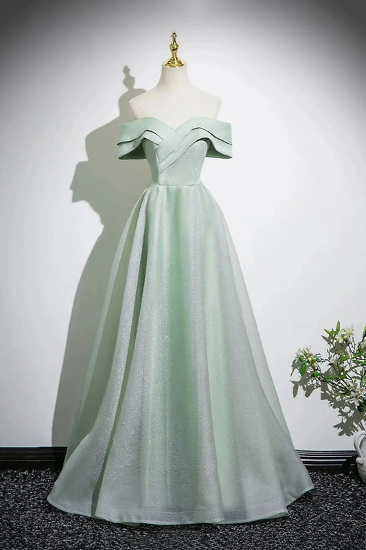 Long A-Line Prom Dress Off the Shoulder Lovely Party Dress simple gentle atmospheric and unique desi Brin by YiHuiw