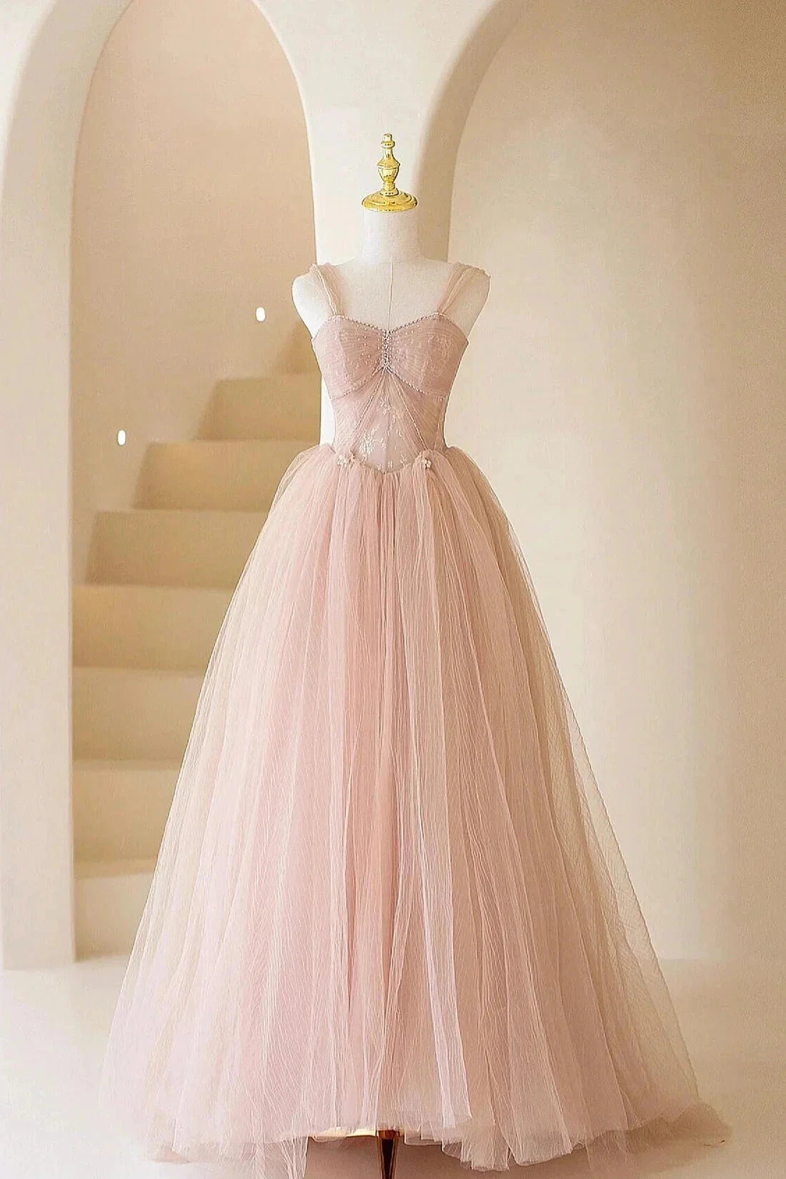 Long Formal Dress Beautiful A-Line Off Shoulder Pink Prom Dress simple gentle atmospheric and unique desi Bring summer by YiHuiw