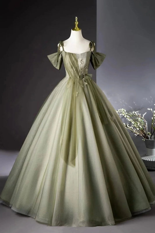 Long Prom Dress A-Line Green Evening Party Dress simple gentle atmospheric and unique desi Brin by YiHuiw