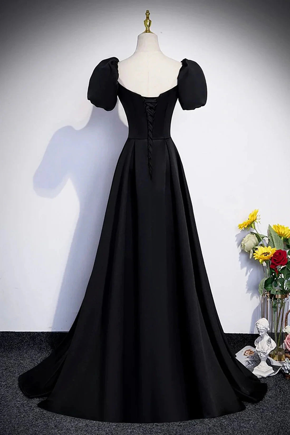 Long Prom Dress, A-Line Short Sleeve Evening Party Dress simple gentle atmospheric and unique desi Bring summer by YiHuiw