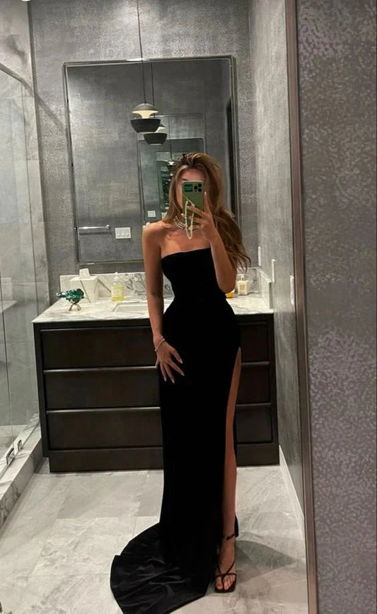 Long Prom Dresses with Slit Open Backs Evening Gown simple gentle atmospheric and unique desi Bring summer colors to enhance whiteness by YiHuiw