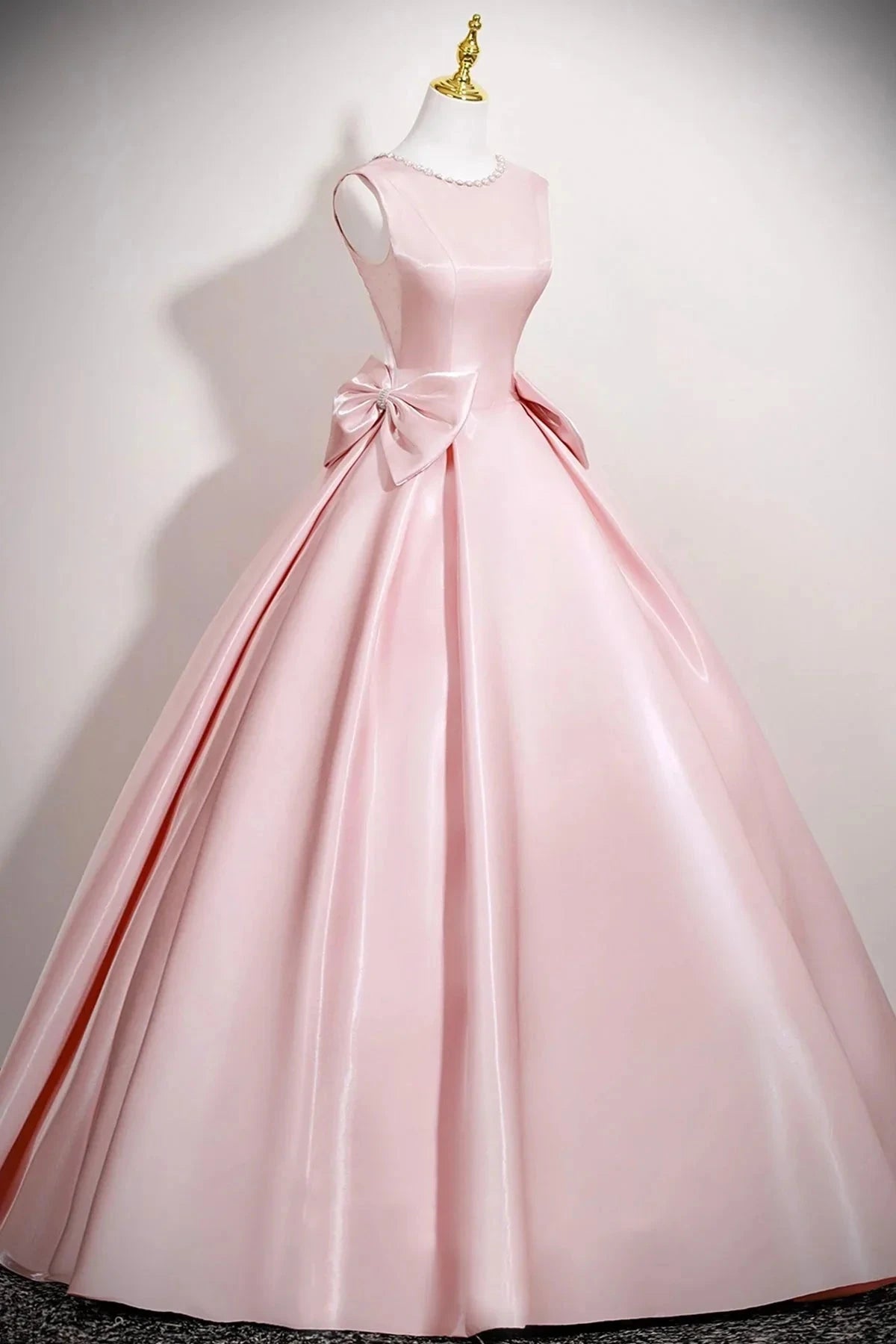 Long Prom Dress with Bow Pink A-Line Evening Party Dress simple gentle atmospheric and unique desi Brin by YiHuiw