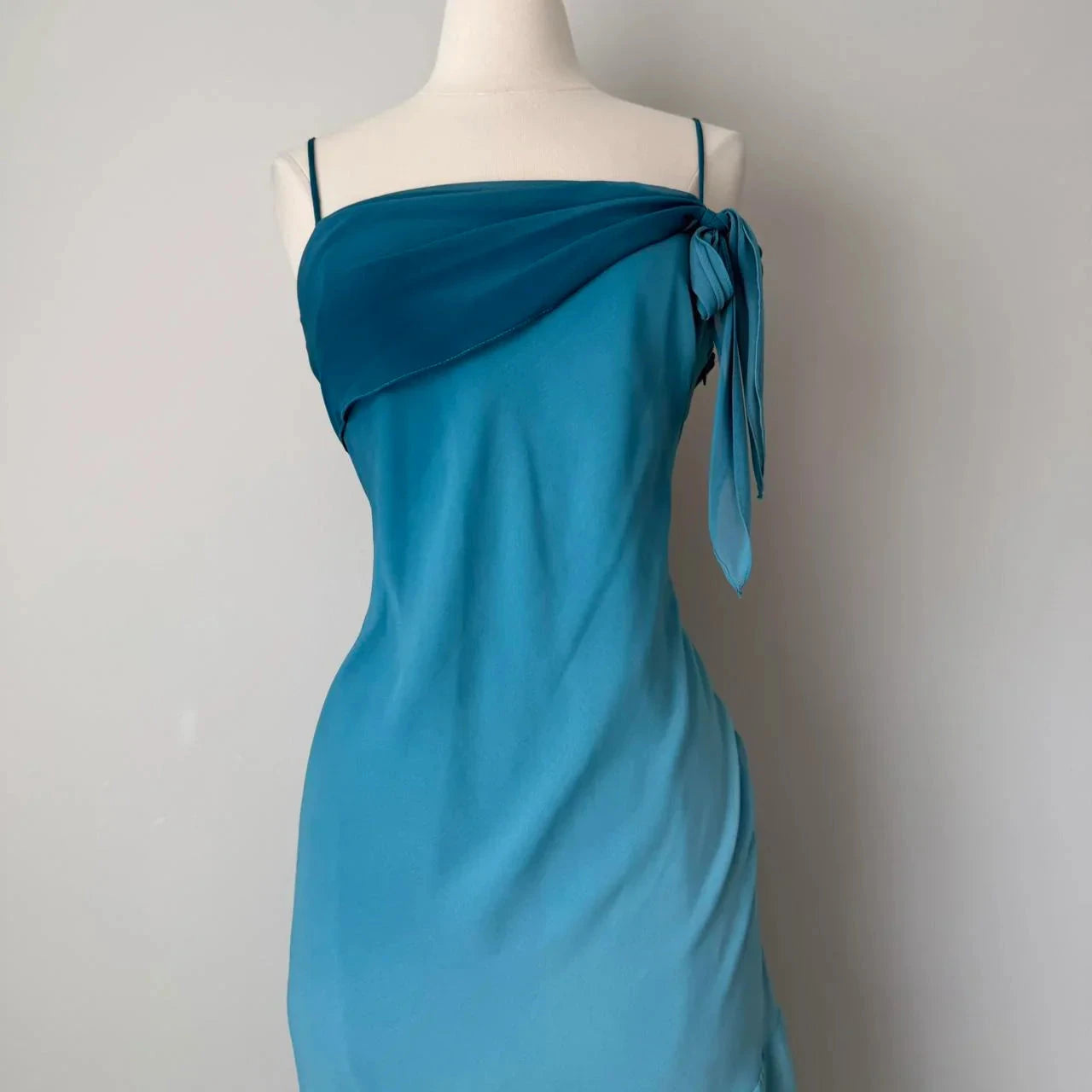 Long Spaghetti Straps Asymmetrical Chiffon Homecoming Dress simple gentle atmospheric and unique desi Bring summer colors to enhance whiteness by YiHuiw