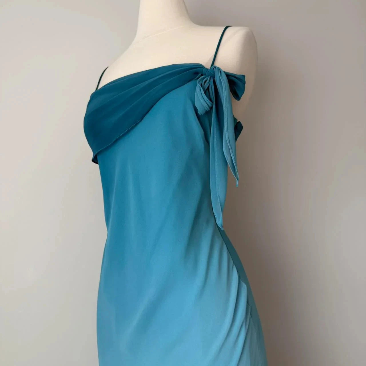 Long Spaghetti Straps Asymmetrical Chiffon Homecoming Dress simple gentle atmospheric and unique desi Bring summer colors to enhance whiteness by YiHuiw