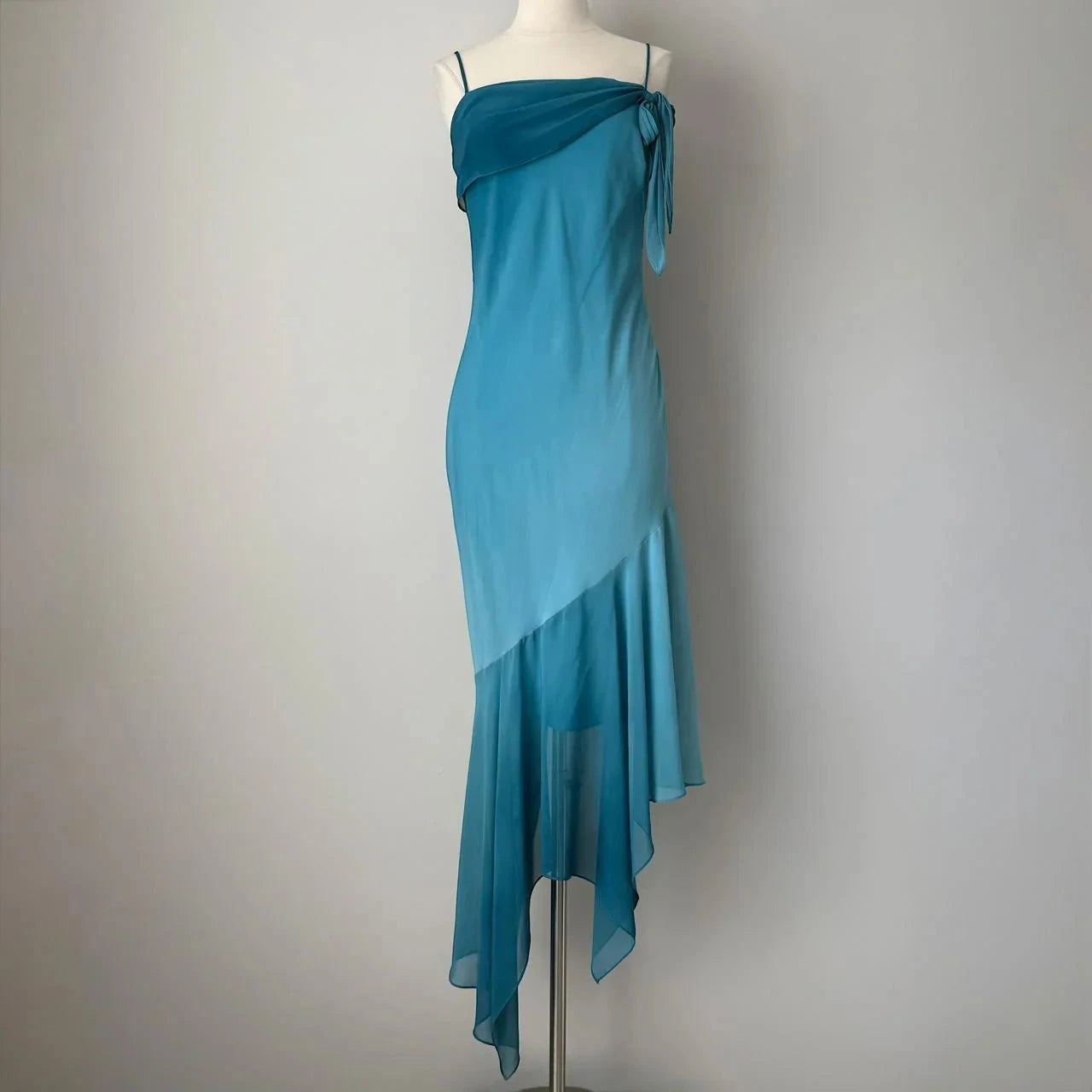 Long Spaghetti Straps Asymmetrical Chiffon Homecoming Dress simple gentle atmospheric and unique desi Bring summer colors to enhance whiteness by YiHuiw